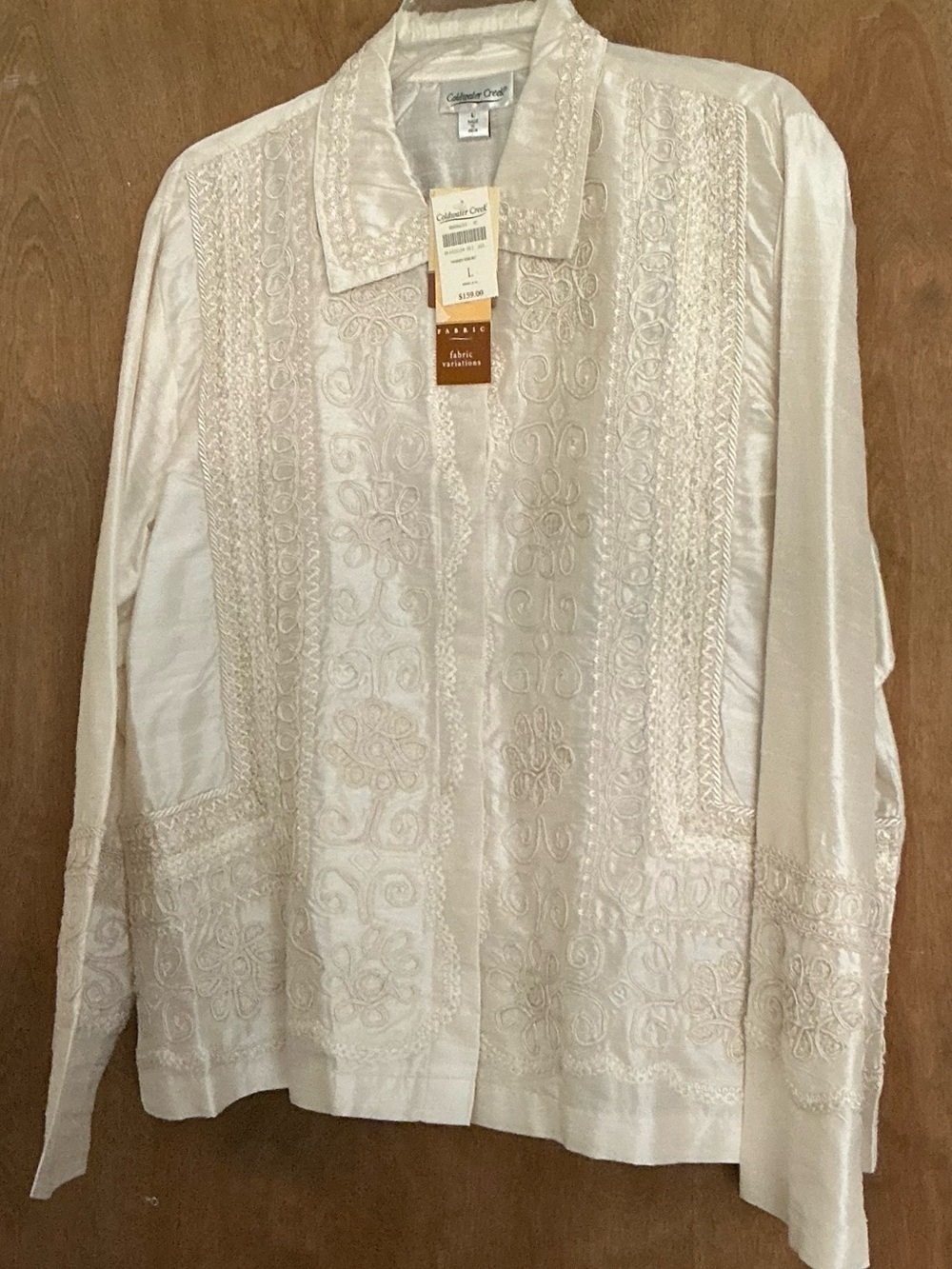 Coldwater Creek Ivory Embroidered Collared Tunic